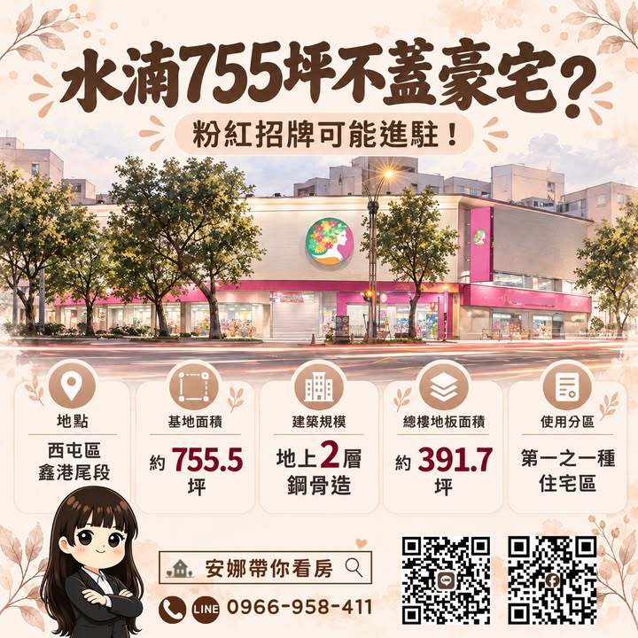 🛒「水湳755坪精華土地不蓋豪宅，竟只蓋2層樓！」